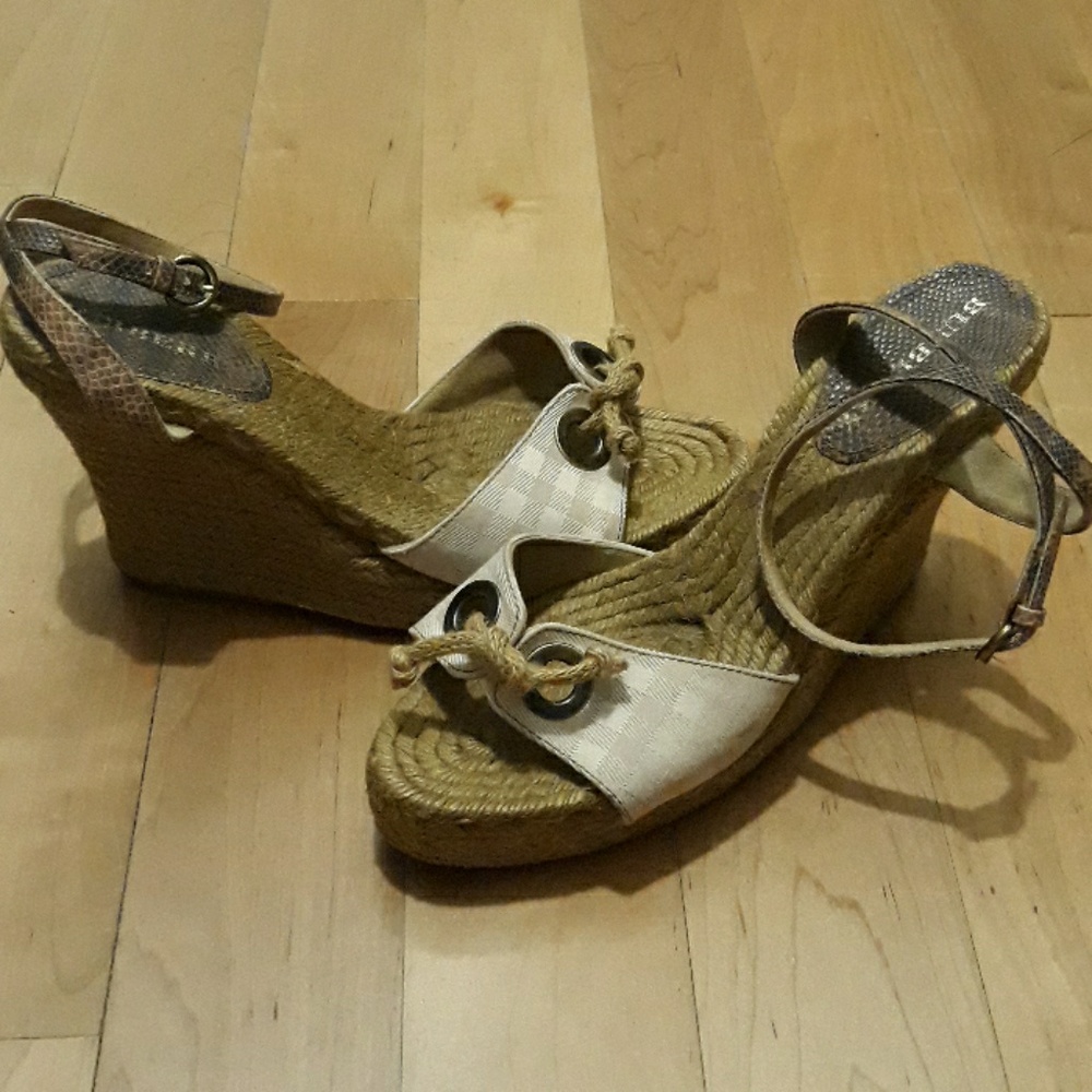Burberry Snakeskin and pinkplaid Espadrille wedges